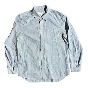 Buck Mason Blue White Striped Cotton Button Up Shirt